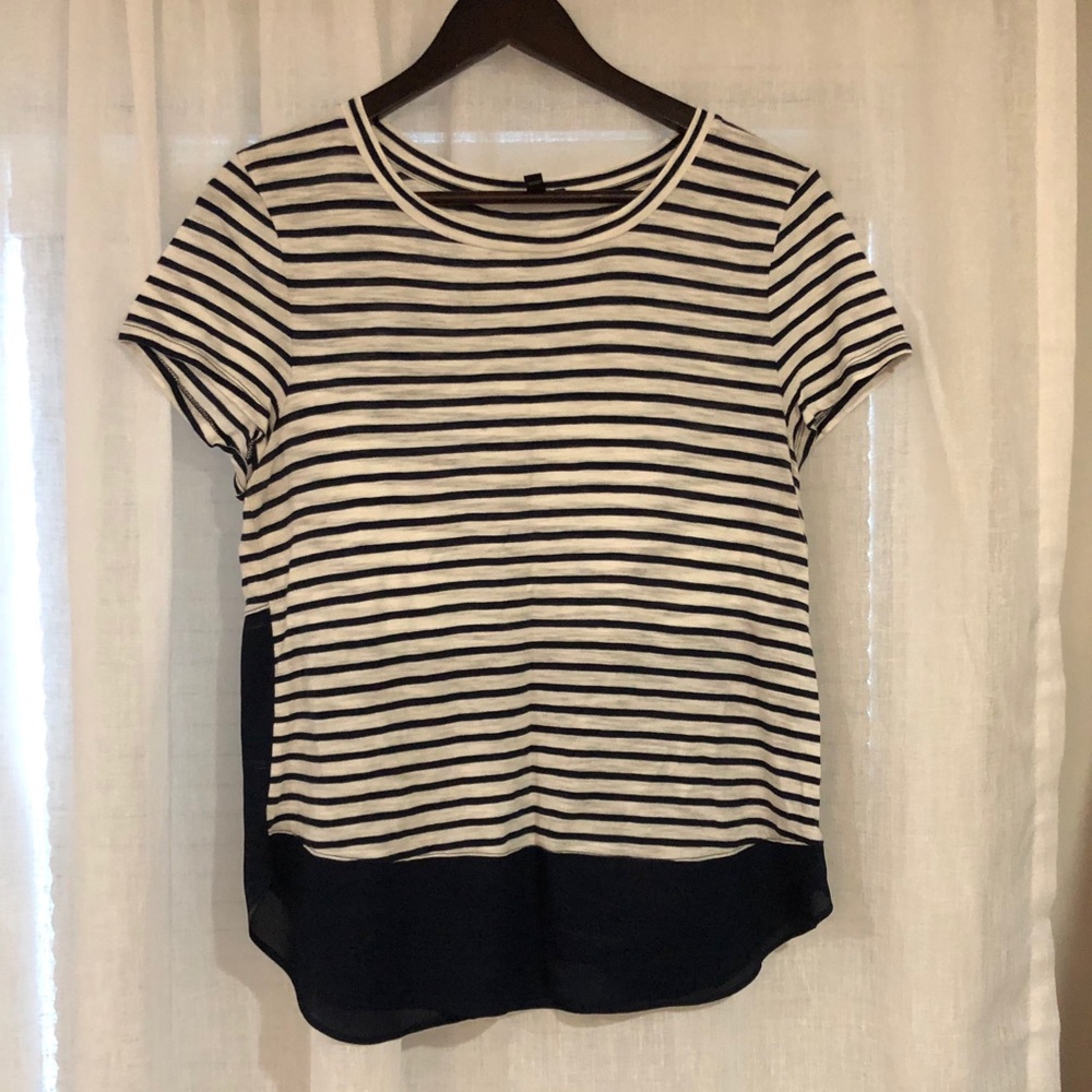 Express Navy Blue and White Stripped Top